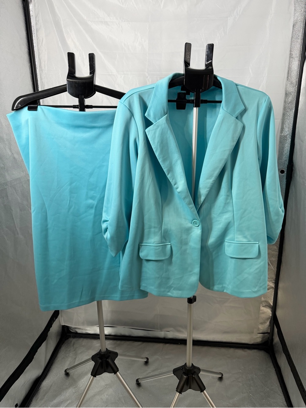 COURTENAY Stretch Skirt & Jacket Suit Set  Blue Size 3X NWT Church Work Office